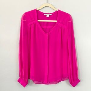 Diane von Furstenberg Silk Lane Blouse Fuchsia